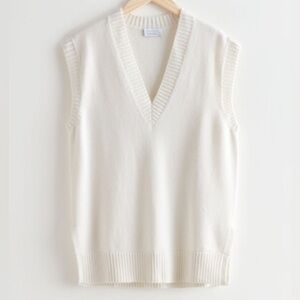 & Other Stories White V-neck Sweater Vest - Size XS